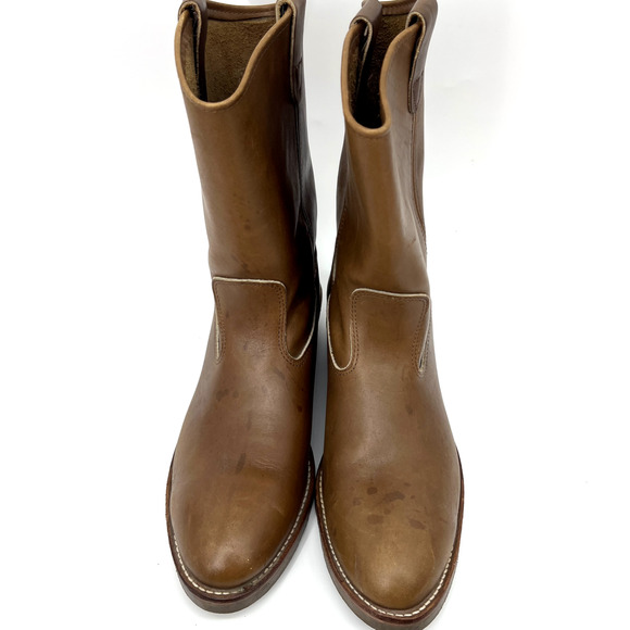 Double HH Ranch Wellington Men's Size 12 Brown Leather Boots Made in USA - Picture 2 of 10